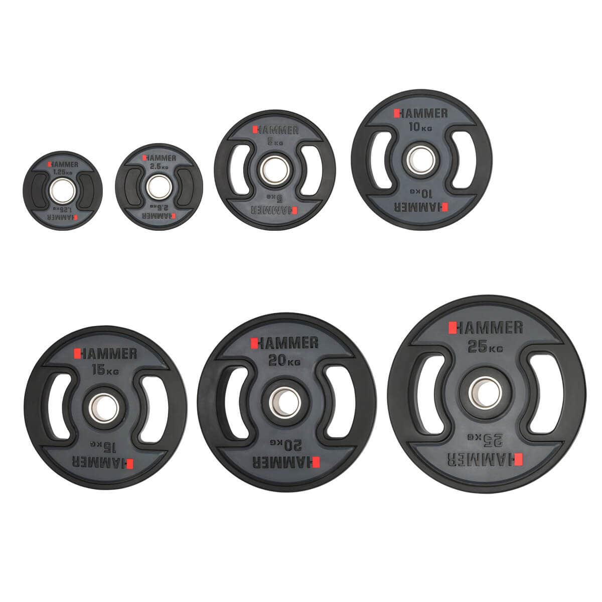 Weight plates 50 mm 1.25 - 25 kg, PU