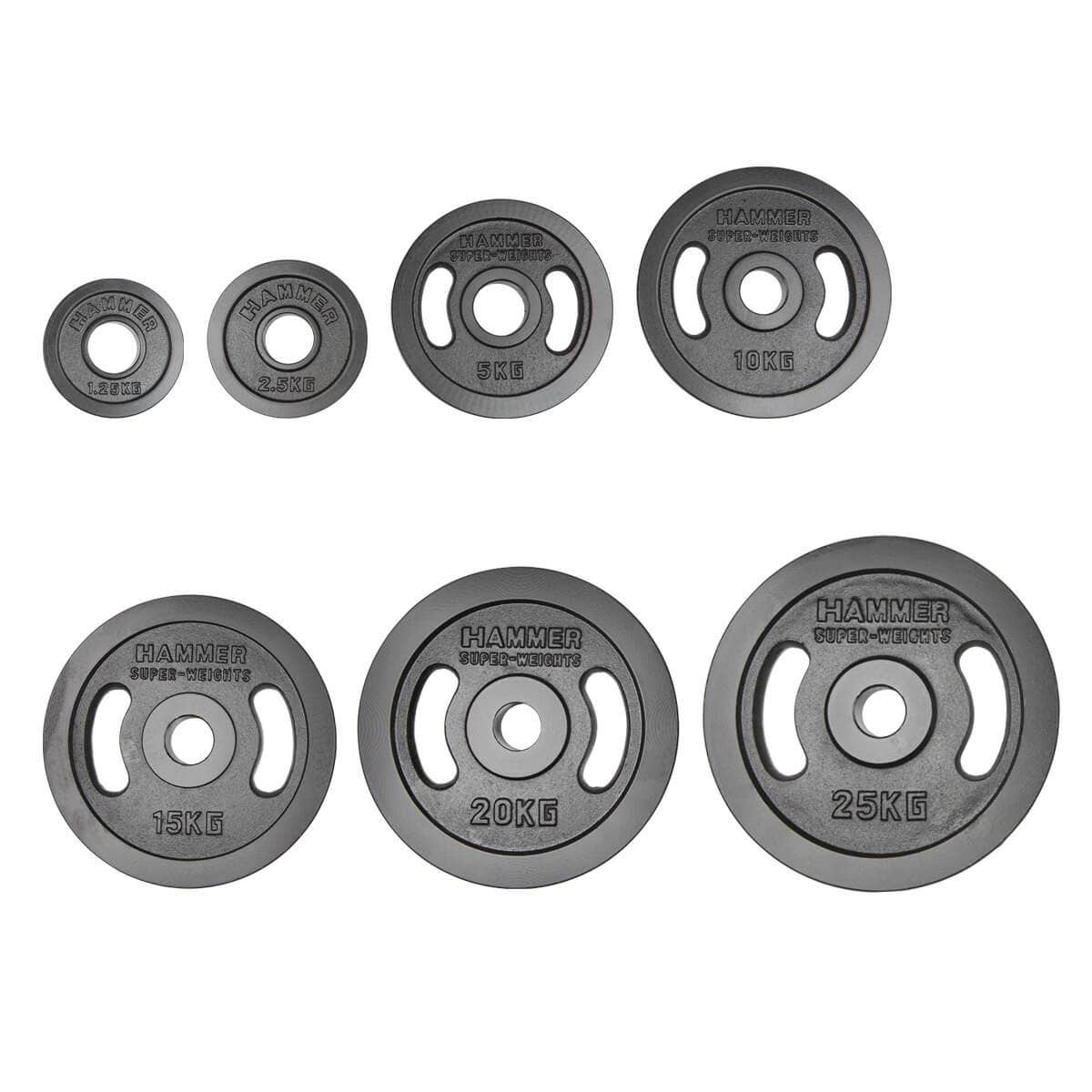 Weight plates 50 mm 1.25 - 25 kg