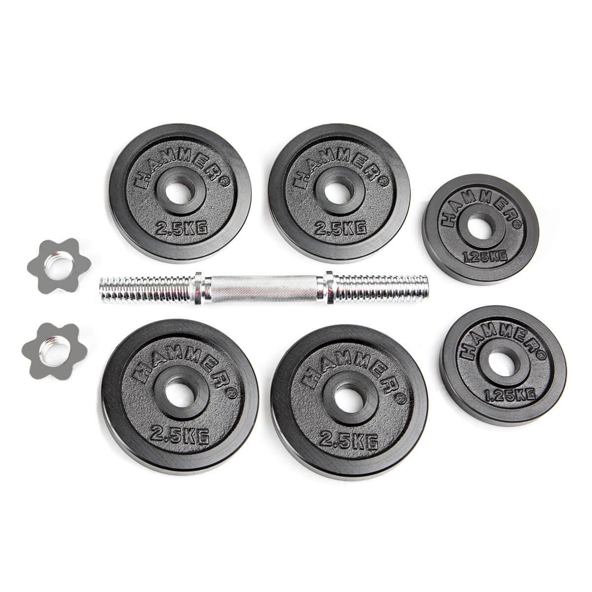 15 kg Short Barbell Set, Iron (Ø 30 mm)