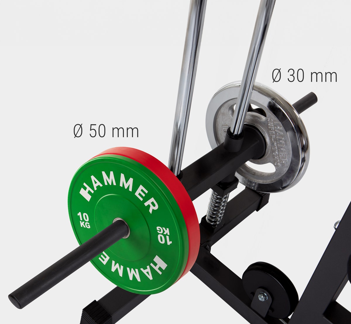 Compatible with all weight plates Compatible with all weight plates
