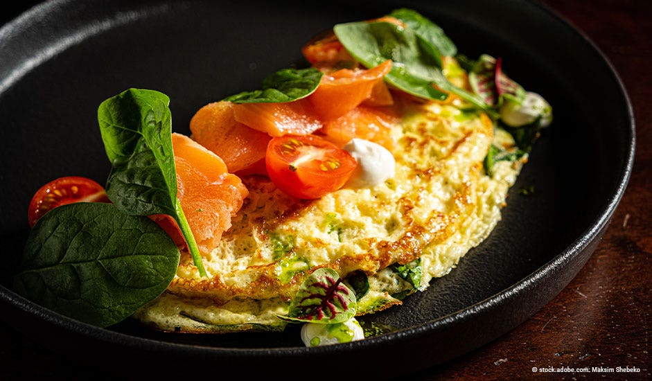 Spinat-Omlett mit Tomaten und Schnittlauch